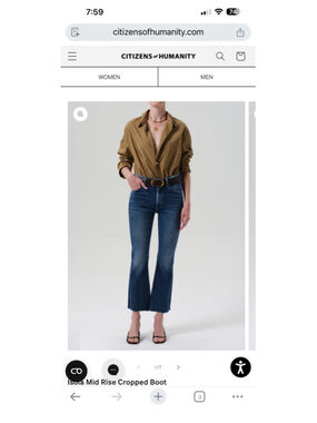 Citizens of Humanity Isola Cropped Raw Hem Flare Jeans Dark Wash